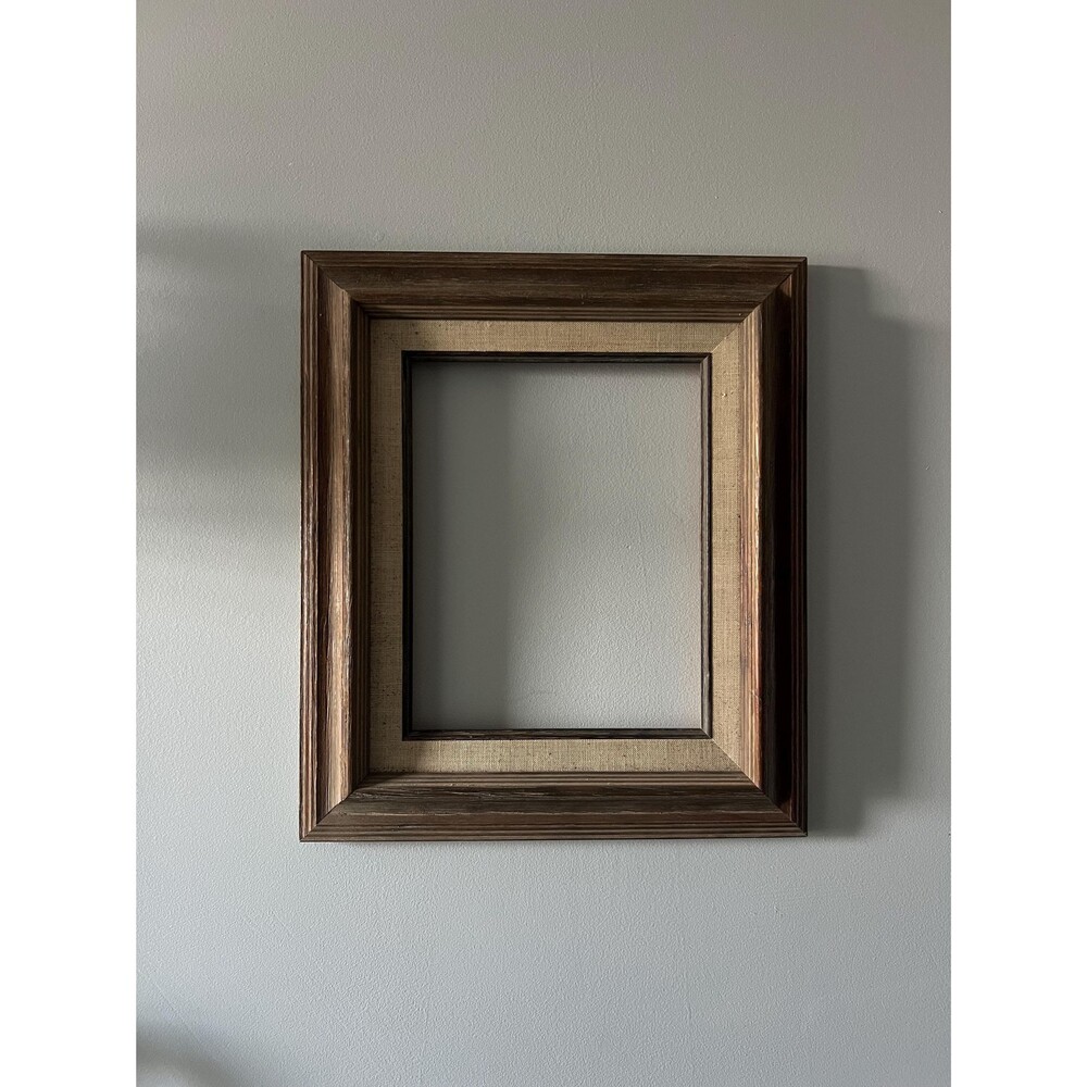Vintage 8” x 10” Light Grey Wood Frame with Linen Detail